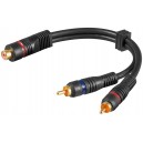 Câble adaptateur audio Y, 1x RCA mâle vers RCA femelle stéréo, OFC, Double Blindage