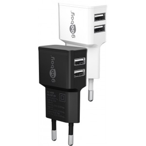 Chargeur Double USB-A (12 W) noir