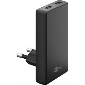 Chargeur rapide 90° 2x ports USB-C 90° 65W noir